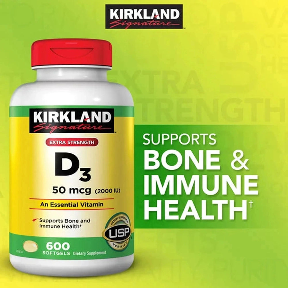 Kirkland Signature Vitamine D3 Extra Fort 50mcg 2000 UI – 600 Gélules Molles