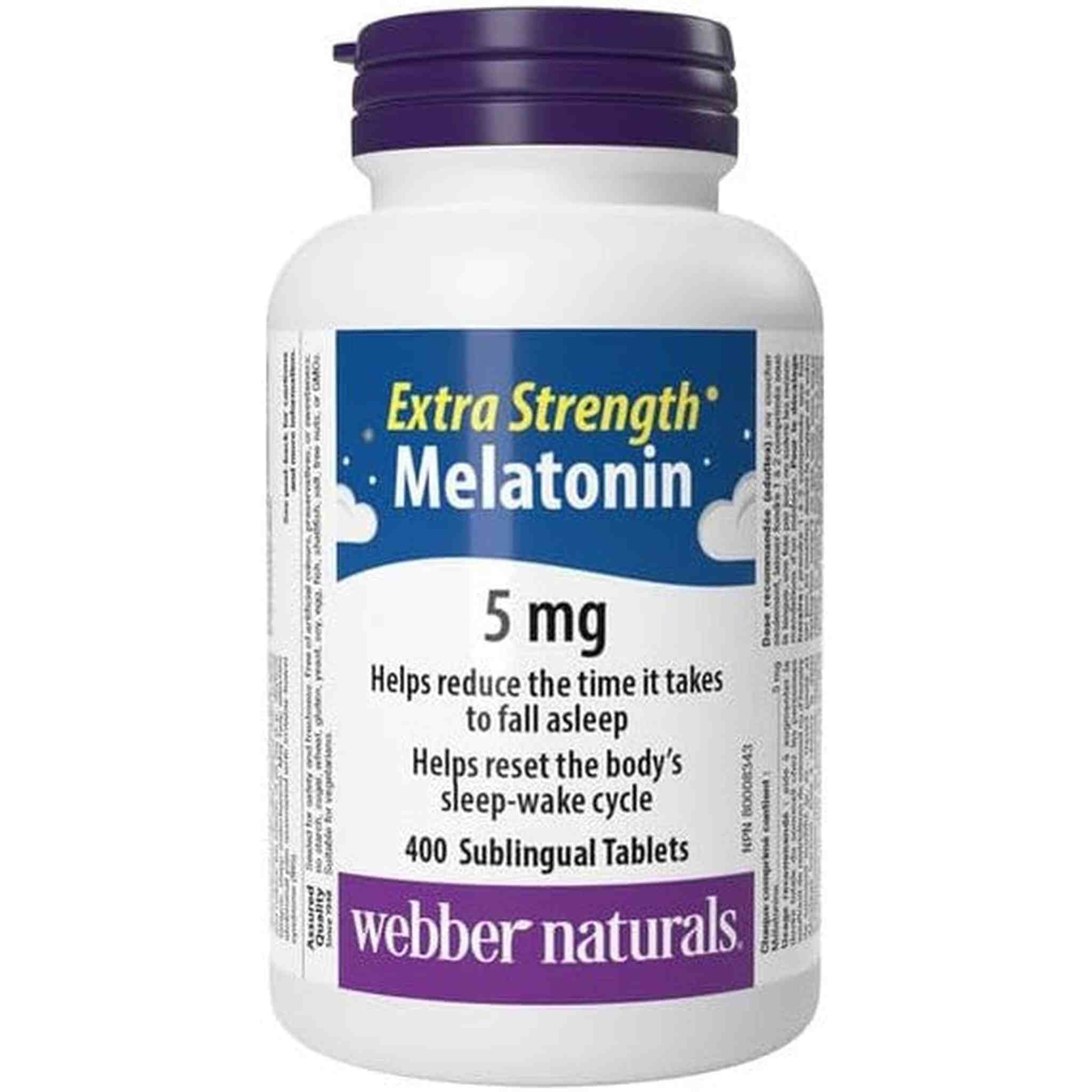 Webber Naturals Mélatonine 5mg Extra Strength Easy Dissolve – 400 Comprimés Sublinguaux