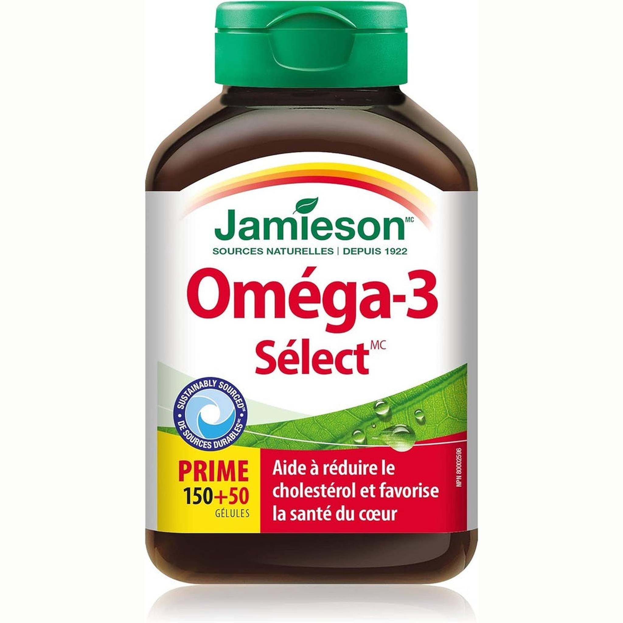 Jamieson Omega-3 Select 1000mg â EPA 300mg & DHA 200mg â 200 GĂŠlules