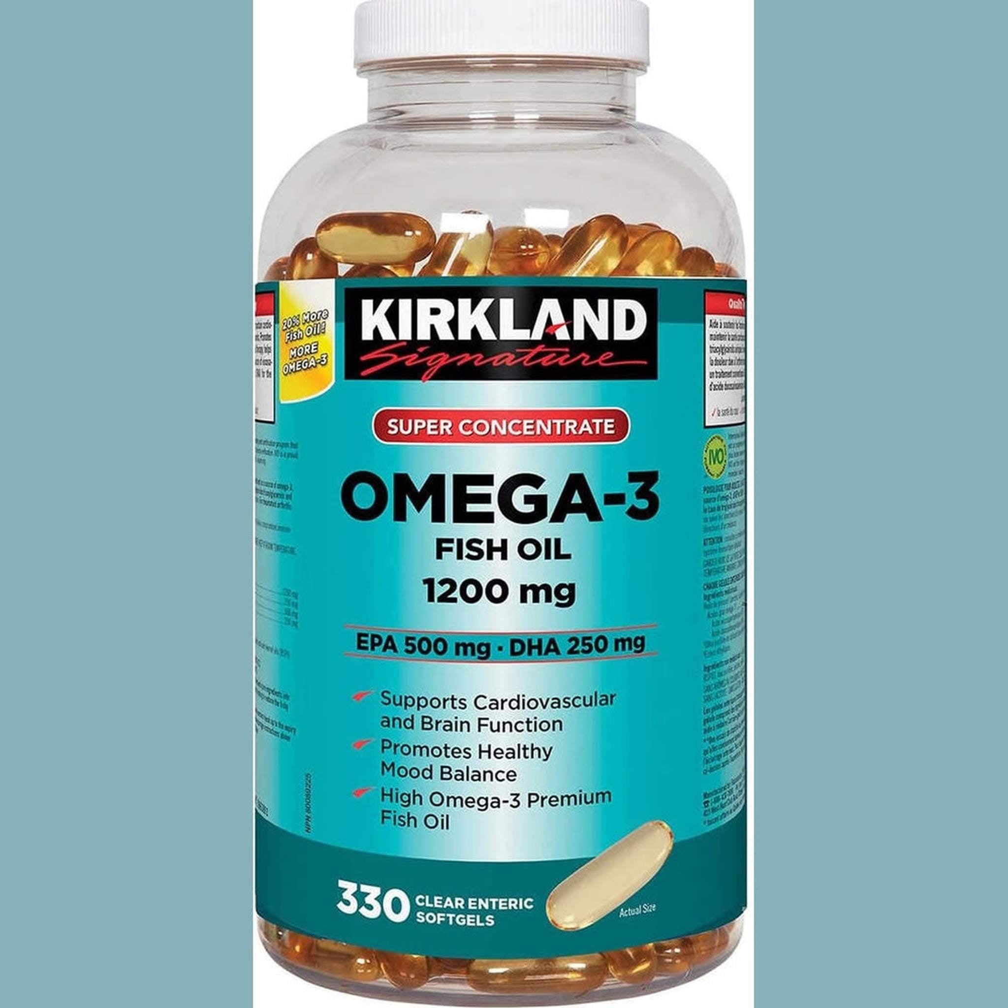 Kirkland Signature Omega-3 Super ConcentrĂŠ 1200mg â 330 GĂŠlules Molles