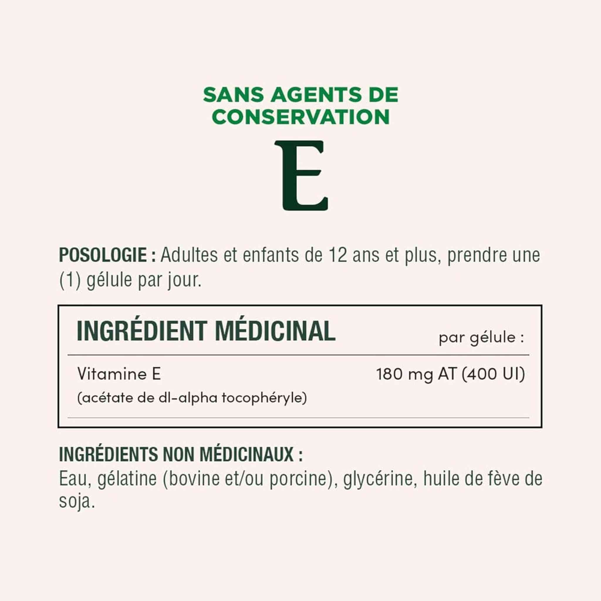 Nature's Bounty Vitamine E 400 UI – 200 Gélules – Antioxydant Sans Conservateurs