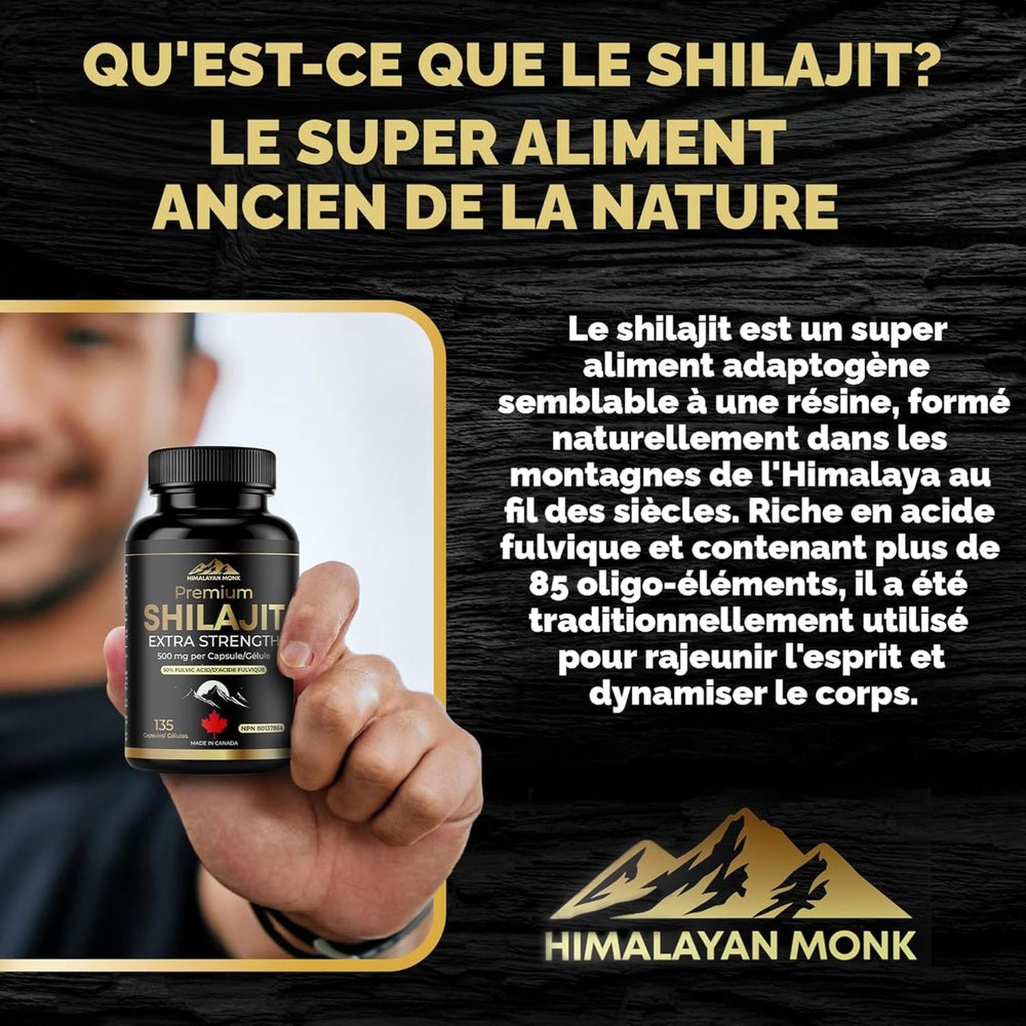 Nutratology® Pure Shilajit Himalayen 500mg – 50% Acide Fulvique – 60 Capsules