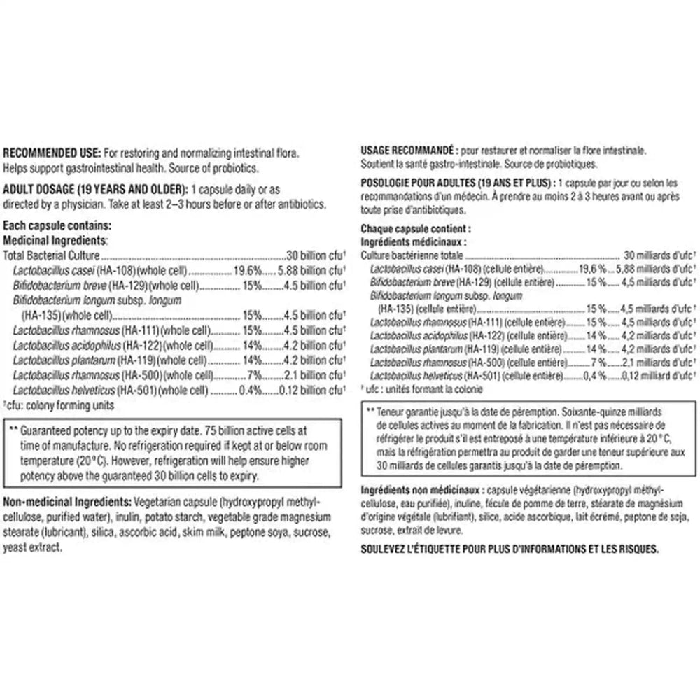 Kirkland Signature Daily Probiotic 30 Milliards UFC – 90 Capsules Végétariennes