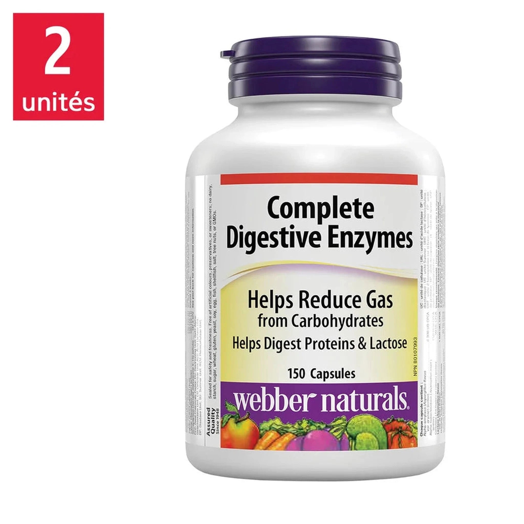 Enzymes Digestives Webber Naturals - 90 Tablettes