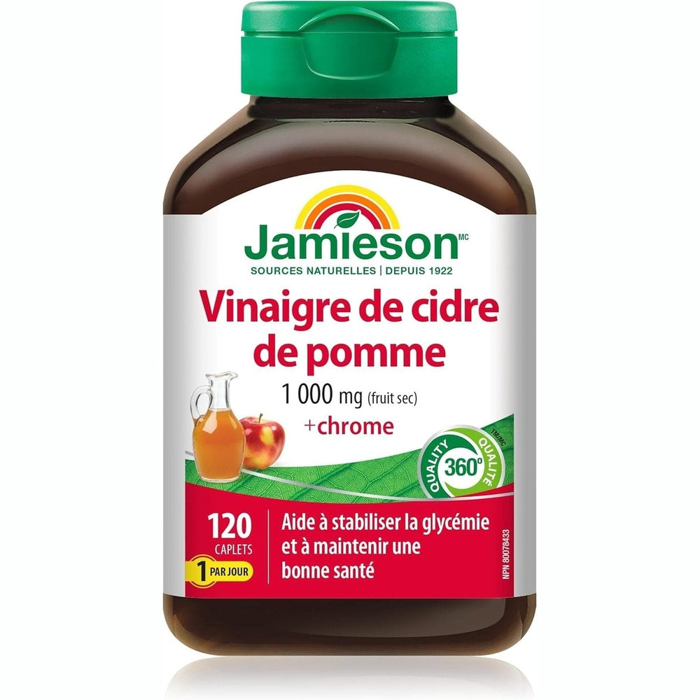 Jamieson Vinaigre de Cidre de Pomme + Chrome – 120 Comprimés – Glycémie & Métabolisme