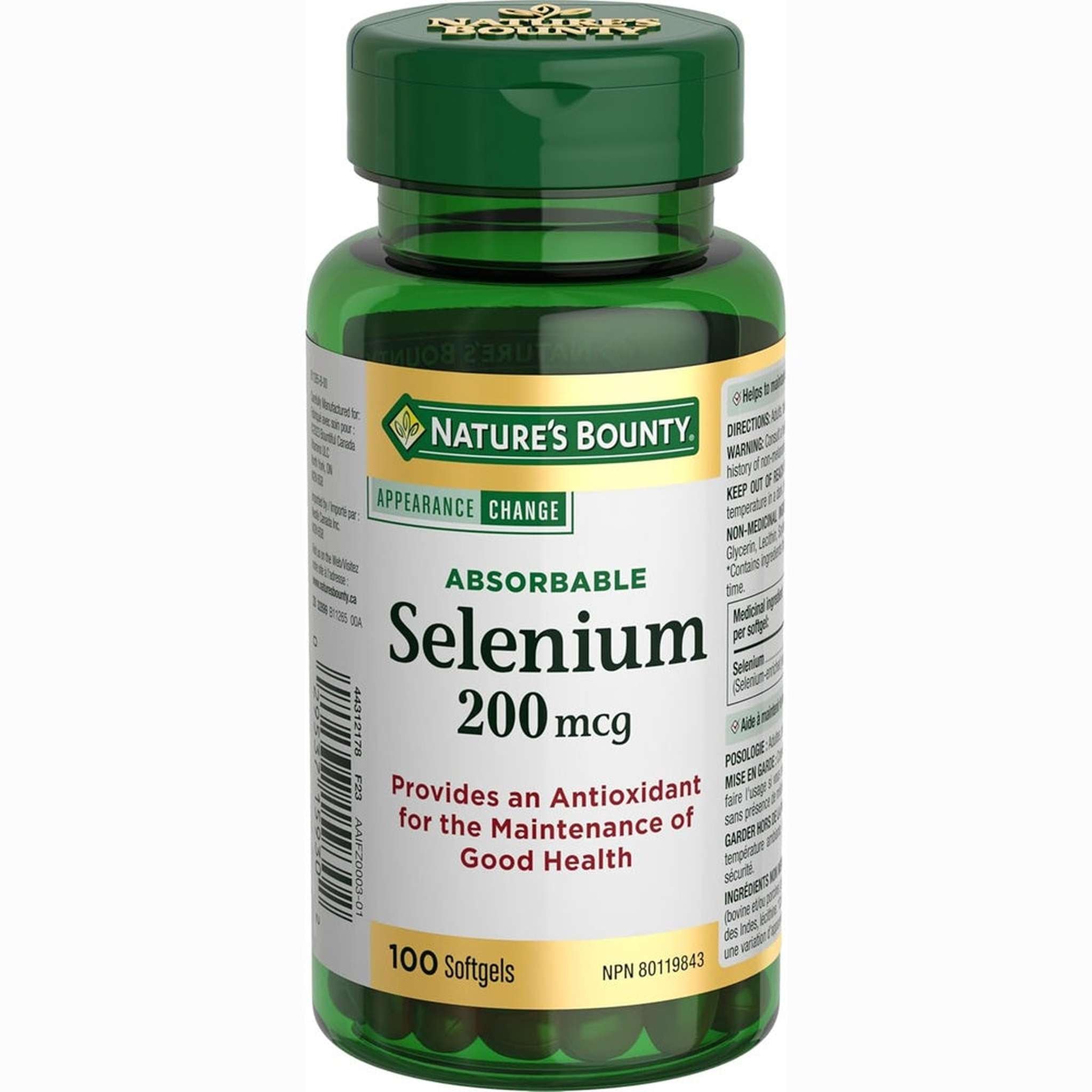 Nature's Bounty Sélénium Absorbable 200mcg – 100 Gélules Molles