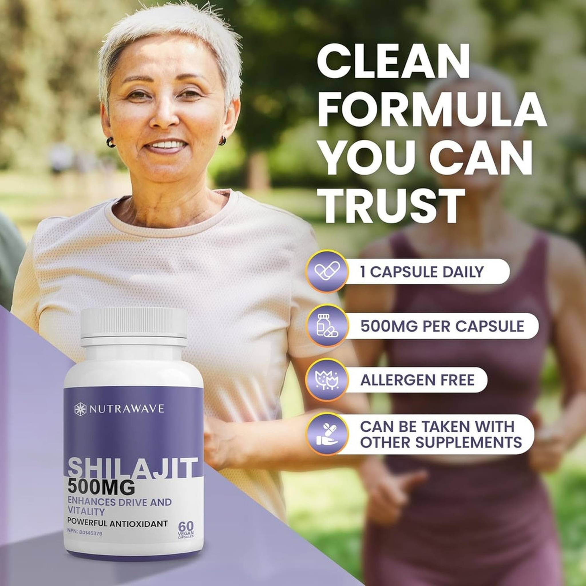 Nutrawave Pure Shilajit Himalayen – 500mg – 60 Gélules – Pour Femme – Végétalien & Sans OGM