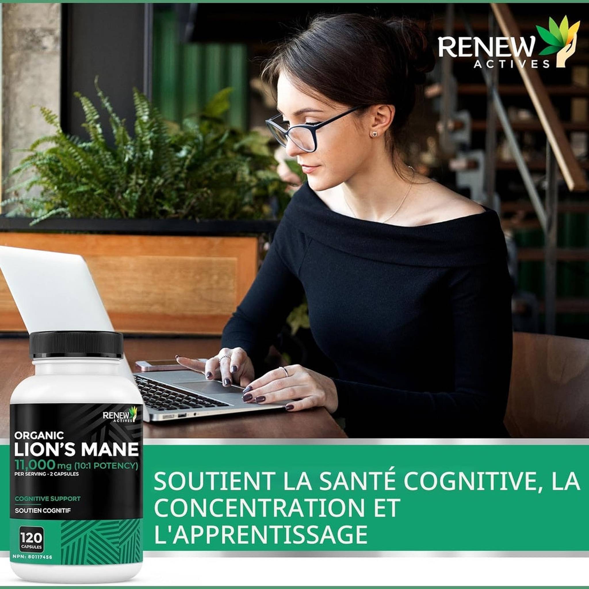 RENEW ACTIVES Crinière de Lion Biologique 11 000mg – 120 Capsules