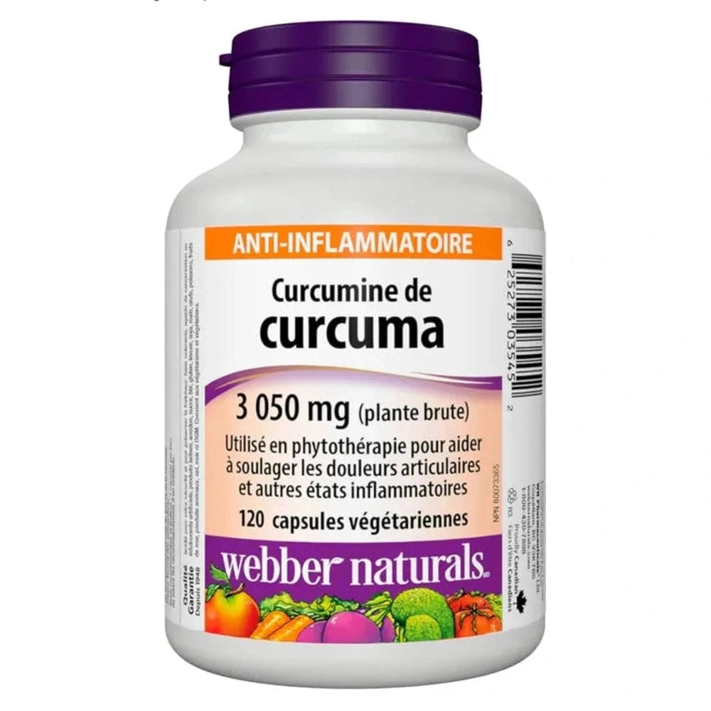 Curcuma 3050mg Webber Naturals - Anti-Inflammatoire | 120 Capsules Végétariennes