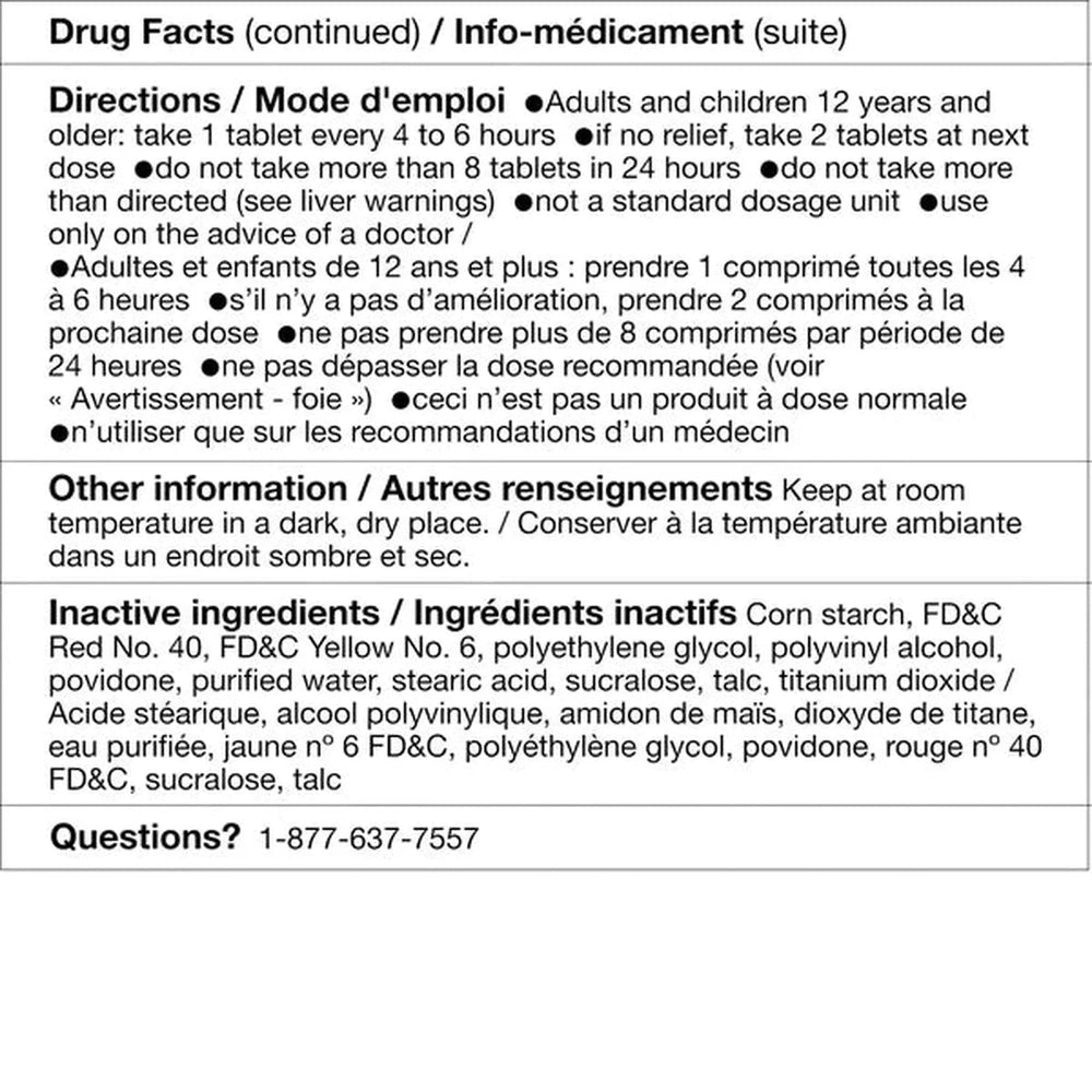 Acetaminophène 500mg - Analgésique Anti-Douleur | 100 Comprimés